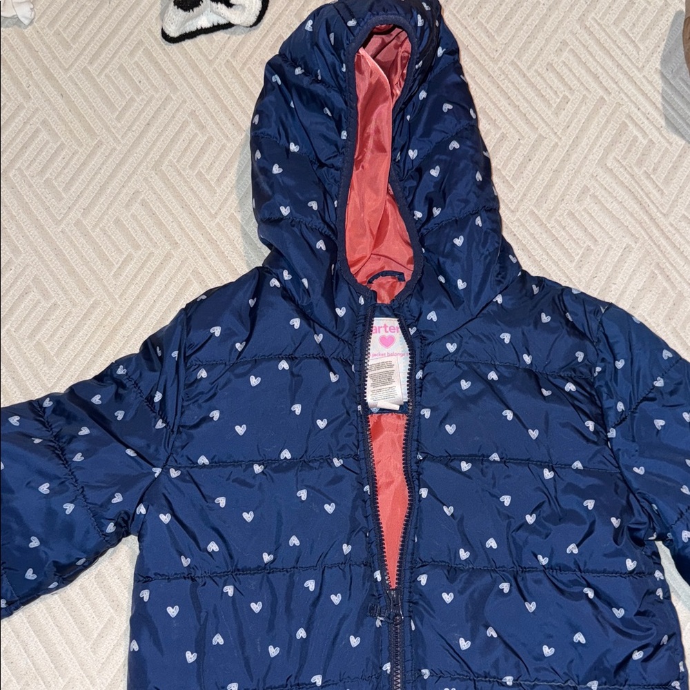 Carter's Blue Heart Pattern Puffer Jacket